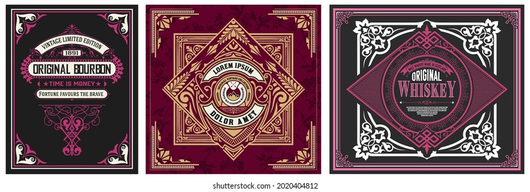 Conjunto de 3 etiquetas vintage para embalaje