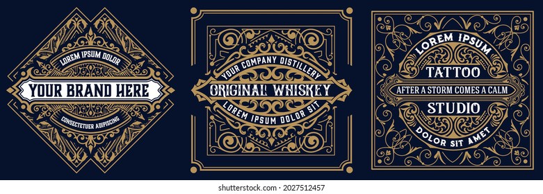 Set of 3 vintage labels for packing
