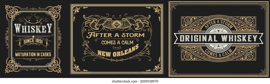 Set of 3 vintage labels for packing