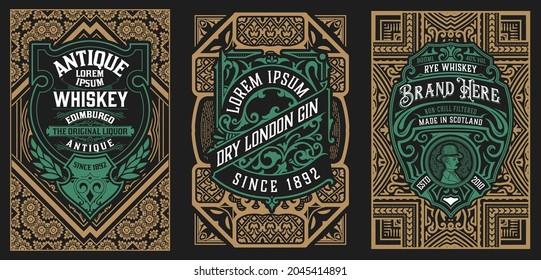 Conjunto de 3 etiquetas vintage para embalagem