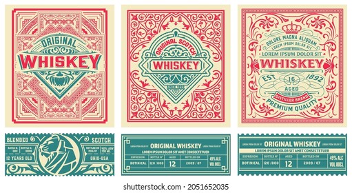 Set of 3 vintage labels for packing