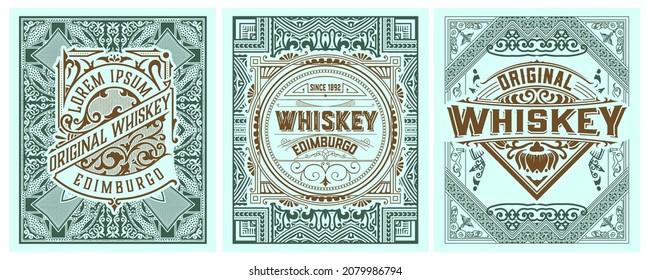 Set of 3 vintage labels for packing