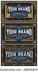Set of 3 vintage labels for packing