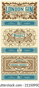 Set of 3 vintage labels for packing