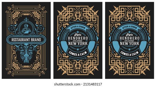 Set of 3 vintage labels for packing