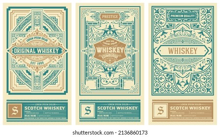 Set of 3 vintage labels for packing