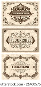 Set of 3 vintage labels for packing