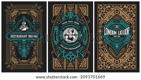 Set of 3 vintage labels for packing