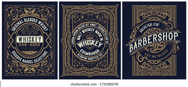 Set of 3 vintage labels. Vector layered