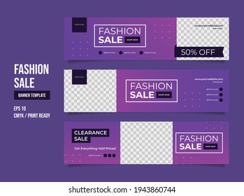 Set of 3 violet fashion banner template