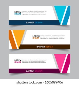 Set of 3 web banner campaign template with different color variants and settings in one template. Modern abstract design for advertising. Very easy to use for company or business. Isolated on grey.