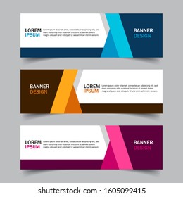 Set of 3 web banner campaign template with different color variants and settings in one template. Modern abstract design for advertising. Very easy to use for company or business. Isolated on grey.