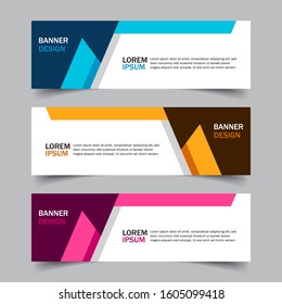 Set of 3 web banner campaign template with different color variants and settings in one template. Modern abstract design for advertising. Very easy to use for company or business. Isolated on grey.