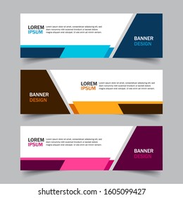 Set of 3 web banner campaign template with different color variants and settings in one template. Modern abstract design for advertising. Very easy to use for company or business. Isolated on grey.