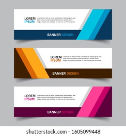 Set of 3 web banner campaign template with different color variants and settings in one template. Modern abstract design for advertising. Very easy to use for company or business. Isolated on grey.