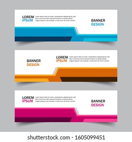 Set of 3 web banner campaign template with different color variants and settings in one template. Modern abstract design for advertising. Very easy to use for company or business. Isolated on grey.