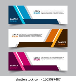 Set of 3 web banner campaign template with different color variants and settings in one template. Modern abstract design for advertising. Very easy to use for company or business. Isolated on grey.