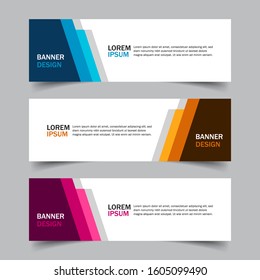 Set of 3 web banner campaign template with different color variants and settings in one template. Modern abstract design for advertising. Very easy to use for company or business. Isolated on grey.