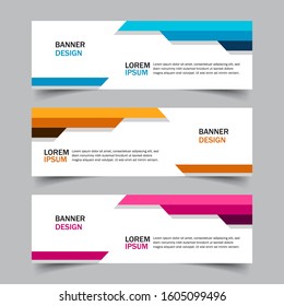 Set of 3 web banner campaign template with different color variants and settings in one template. Modern abstract design for advertising. Very easy to use for company or business. Isolated on grey.