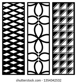 Set of 3 White background with black elements that make up the grid.Vector illustration.