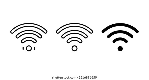 Set of 3 wifi icon flat glyph style, trendy and modern style. Wifi icon . Wifi signal symbol icon vector illustration