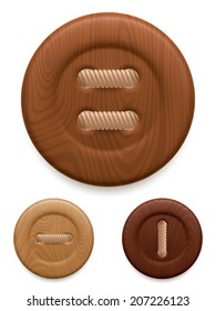 Set of 3 wood clothing buttons.