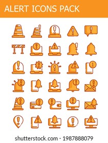 set of 30 alert, warning icons pack two tone style vector illustration