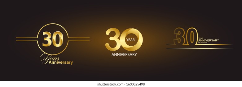 set 30 anniversary logo vector template. Design for banner, greeting cards or print