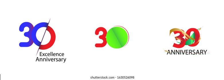 set 30 anniversary logo vector template. Design for banner, greeting cards or print