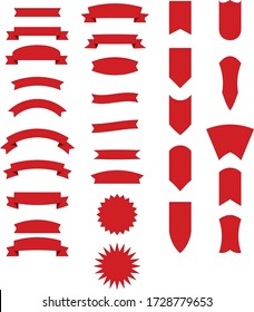 Set with 30 assorted ribbon banners/labels