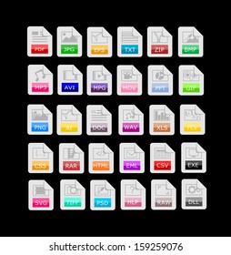 Set Of 30 File Format, Extensions Icons Vector