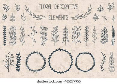 Set of 30 floral decorative elements