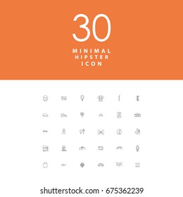 Set of 30 hipster icon set for Web design and printing media