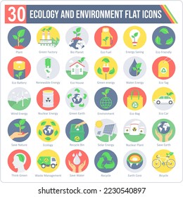 A set of 30 icons for Ecology including Plant,Green Factory,Eco Fuel,Energy Saving