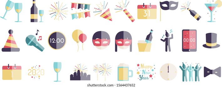Set 30 icons Happy New Year
