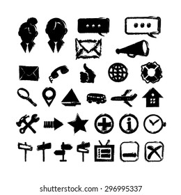 Set of 30 isolated retro imprints with splashes