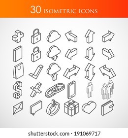 Set Of 30 Isometric Vector Icons