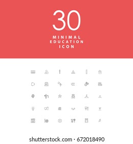 Set of 30 Minimal education set for Web design and printing media