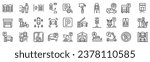 Set of 30 outline icons related to parking. Linear icon collection. Editable stroke. Vector illustration