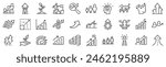 Set of 30 outline icons related to growth. Linear icon collection. Editable stroke. Vector illustration