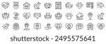 Set of 30 outline icons related to pet friendly. Linear icon collection. Editable stroke. Vector illustration