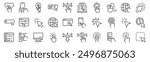 Set of 30 outline icons related to click, cursor. Linear icon collection. Editable stroke. Vector illustration