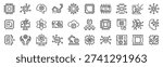 Set of 30 outline icons related to chip. Linear icon collection. Editable stroke. Vector illustration