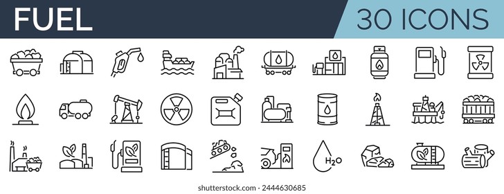 Set of 30 outline icons related to air. Linear icon collection. Editable stroke. Vector illustration