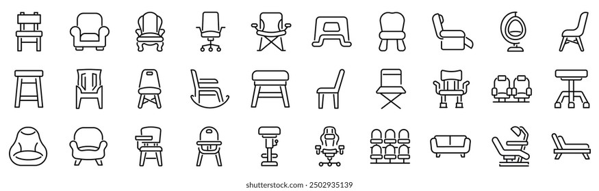 Set of 30 outline icons related to star. Linear icon collection. Editable stroke. Vector illustration