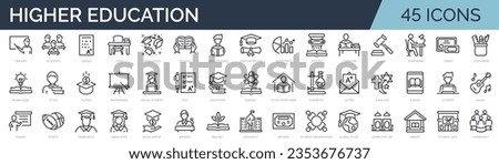 Set of 30 outline icons related to higher education, university. Linear icon collection. Editable stroke. Vector illustration ストックフォト © 