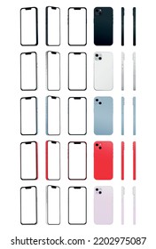 Set of 30 pcs novelty modern smartphone 14, original colors, templates for advertising - Vector illustration