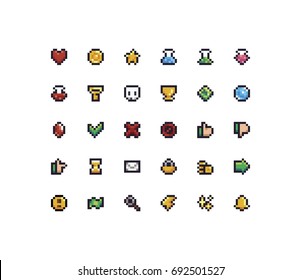 Set of 30 tiny pixel perfect 8-bit icons