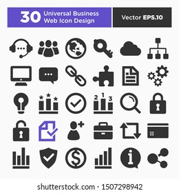 Set of 30 Universal Business or Website Icon Design Vector