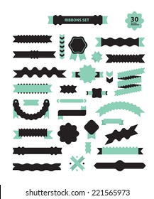 Set of 30 unusual zig zag ribbons, design elements, web, site, promotion